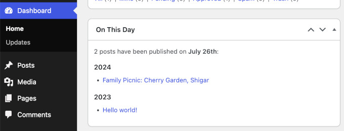 New 'On This Day' widget