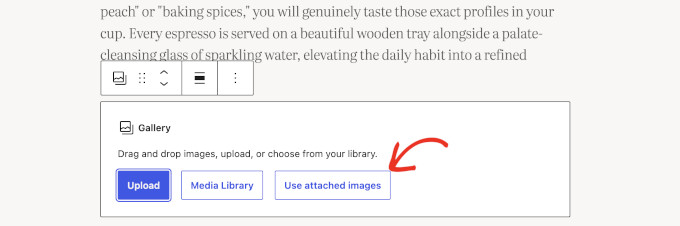 Use attached images in Gallery block